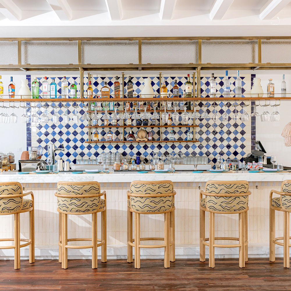 James bar chairs in oak at Blu Beach Bar & Grill – Four Seasons Hotel Tunis.