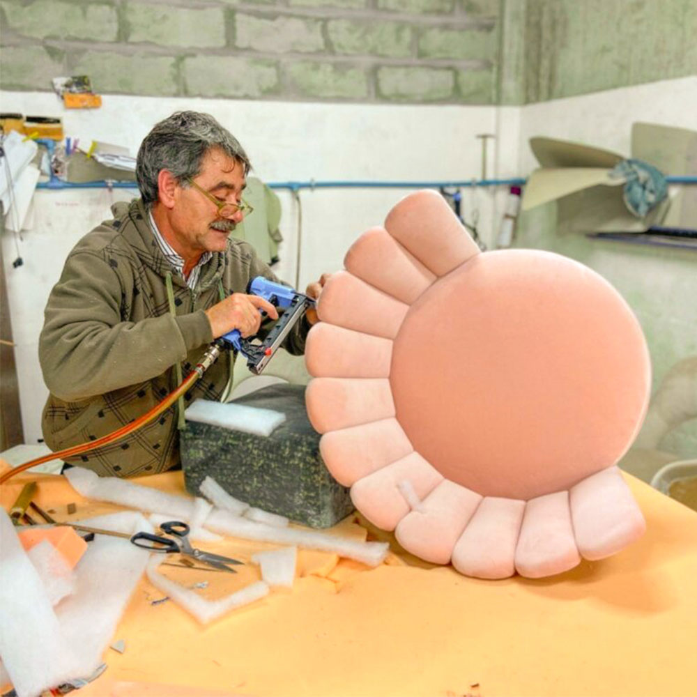Angel dining chair being handcrafted at the factory.