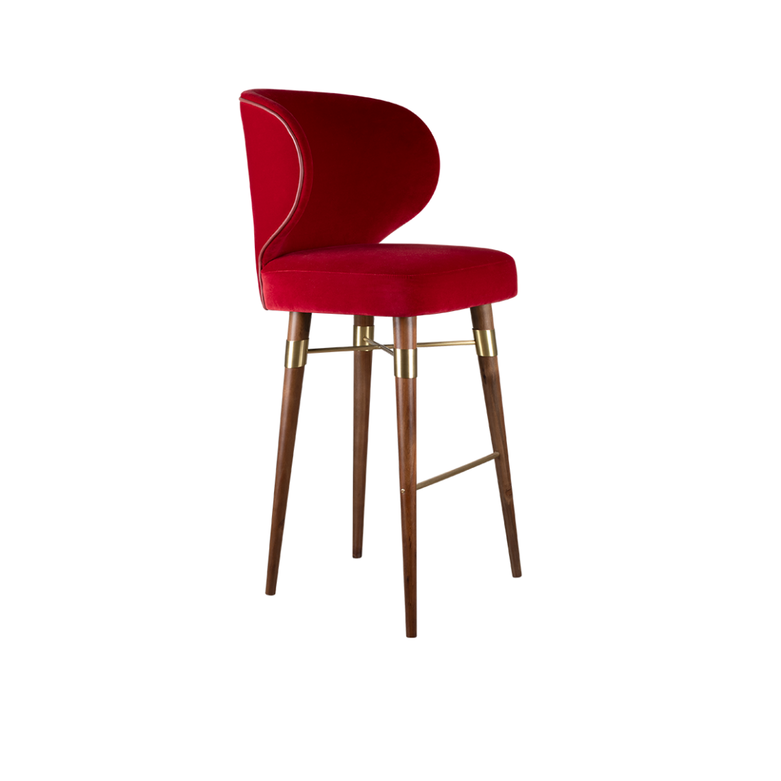 Louis Bar Chair in red velver