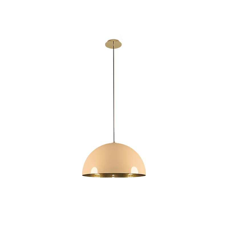 Brera suspension lamp lacquered in a clay tone, with a luxurious gold leaf interior.