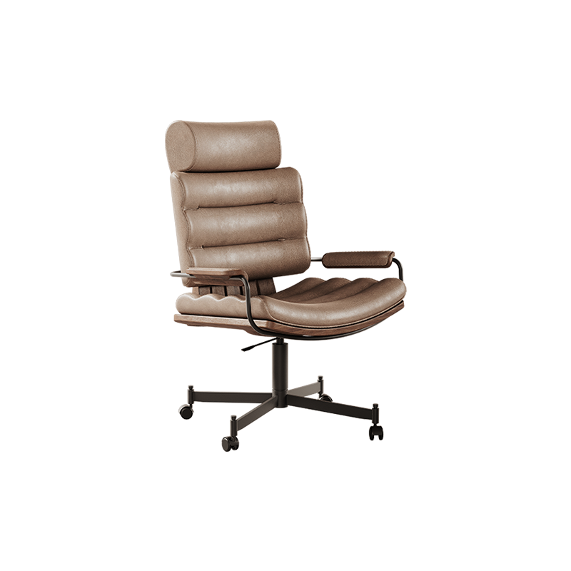 Thomas II office chair upholstered in warm taupe fabric, complemented by smoked walnut wood details.